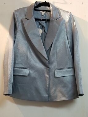 Topshop Metallic Silver Blazer Jacket
